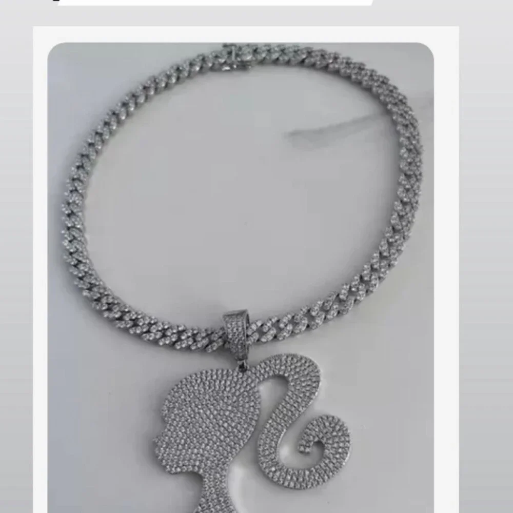 Barbie Girl Iced Out Cuban Necklace 16inch